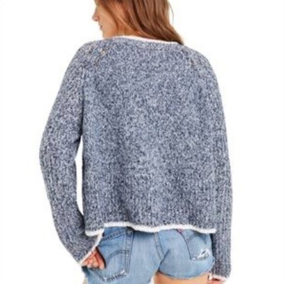 WILDFOX Oxford Queen Melange Long Sleeve Lace Up Neck Sweater Womens Small - Picture 3 of 13